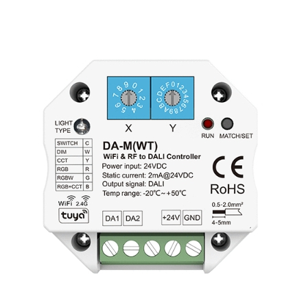 DALI sorozat - DALI vezérlőjel-átalakító (WiFi) – WiFi vezérlés – 6 az 1-ben – DALI Bus / 24V – DA-M(WT)