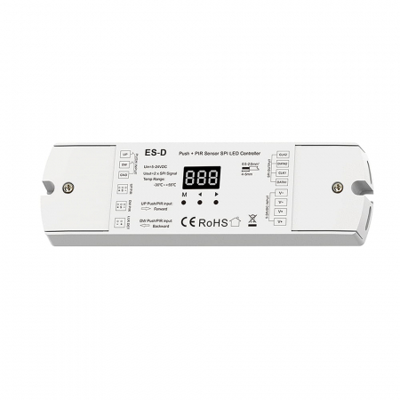 Lépcsővilágítás vezérlőrendszer - LED lépcső-/folyosóvezérlő PIR érzékelőkkel – digitális LED szalagokhoz – 15 A • 5–24 V DC • 960 pixel – ES-D