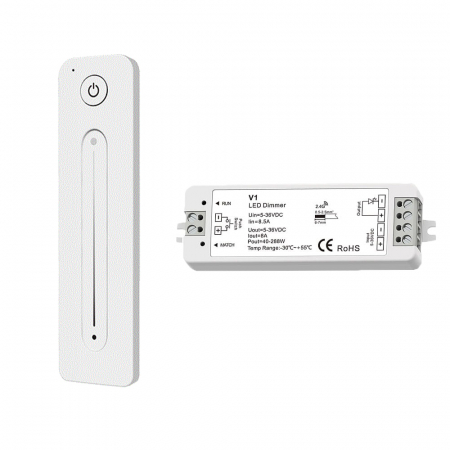RF Mono vezérlőrendszer - Fehér távirányító készlet MONO LED szalagokhoz, 12–24 V, 2,4 GHz
