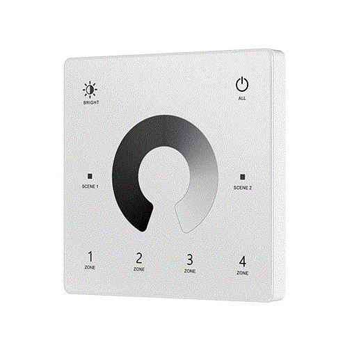RF Mono vezérlőrendszer - Fali LED vezérlőpanel – Mono – 4 zóna – 3 V – TW1-4(W)
