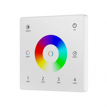 RF RGB + CCT vezérlőrendszer - Falra szerelhető LED vezérlőpanel – RGB+CCT – 4 zóna – 3V – TW5-4(W)