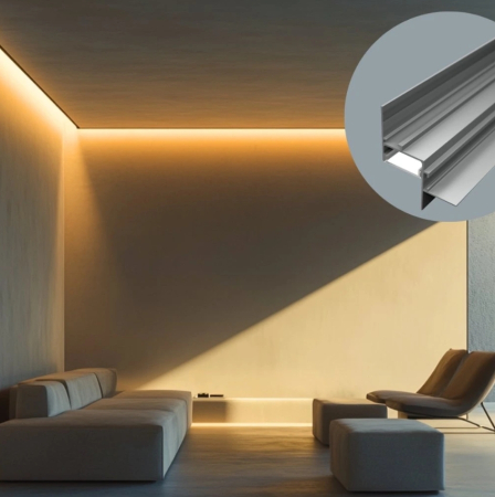 Profil LED SHADOW - Fehér alumínium süllyesztett LED profil – SHADOW GAP