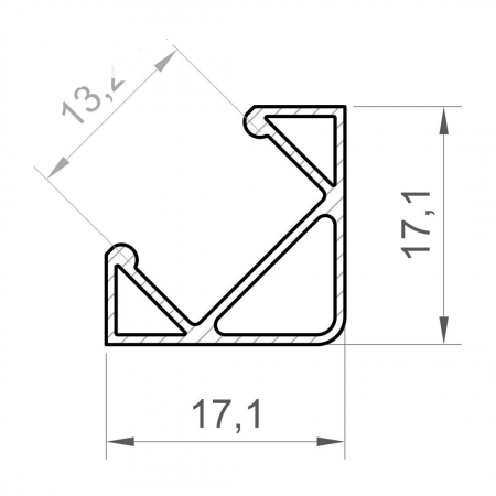 P3-1 grafit színű alumínium sarok LED profil – 2 m [1]