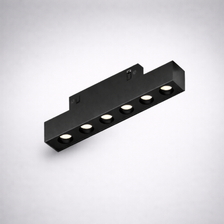 Mágneses sín 5 mm - Rácsos lineáris mágneses lámpatest fekete 24V DC 6W 3000K 378 lm 24° CRI90 L118 mm