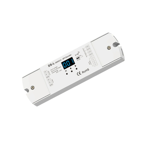 DMX512 sorozat - SPI LED vevő (DMX512) – RGB – digitális LED szalagokhoz – 8A, 5–24V DC – DS-L