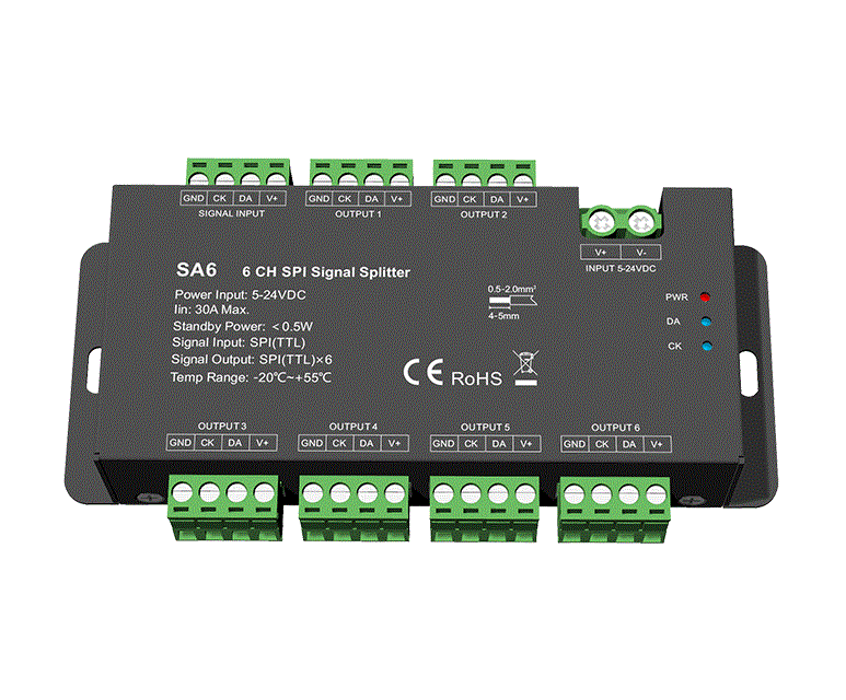 Digitális SPI sorozat - SPI digitális jelosztó – 5–24V DC – 1 csatornától 6 csatornáig – SA6
