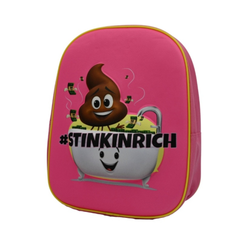 Ghiozdane scoala - Ghiozdan gradinita 3D Emoji Stinkinrich Roz, 4455PK, gradinita, 1 compartiment