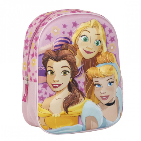 Ghiozdane scoala - Ghiozdan gradinita Cerda Disney Princess 3D, 31cm, 1 compartiment, roz