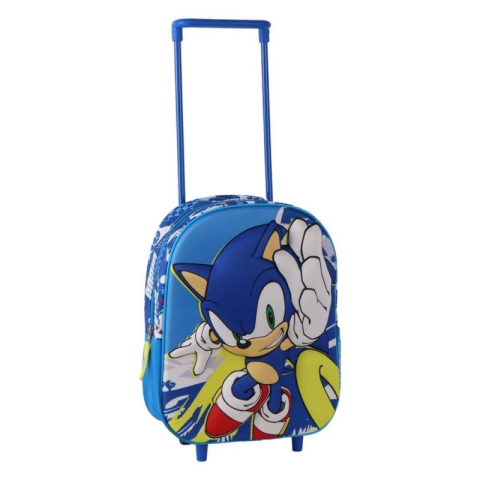 Ghiozdane scoala - Ghiozdan gradinita Cerda Sonic 3D, 25cm, 1 compartiment, tip troller, 25x30x12cm, 629941