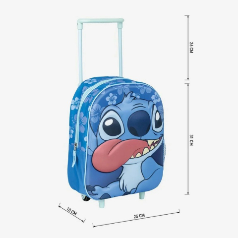 Ghiozdan gradinita Cerda Stitch 3D, 31cm, 1 compartiment, tip troller, albastru, 37032 [2]