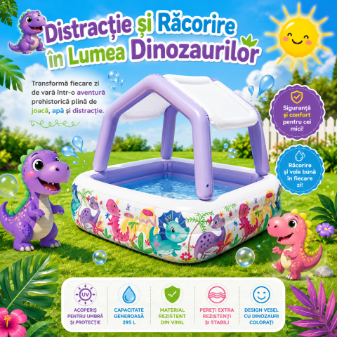 Piscine copii - piscina-acoperita-sun-shade-pentru-copii-intex-157x157x122cm
