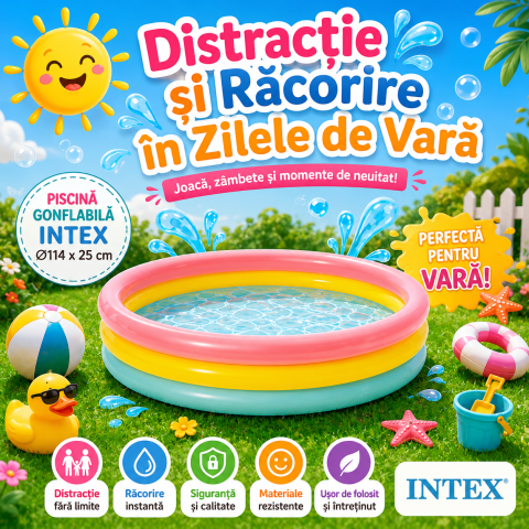 Piscine copii - piscina-multicolora-pentru-copii-intex-114x25cm
