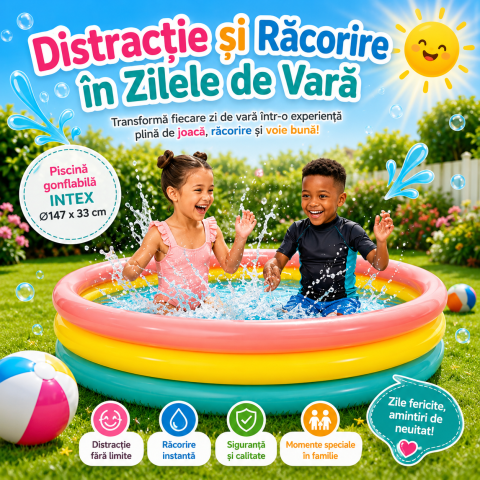 Piscine copii - piscina-multicolora-pentru-copii-intex-147x33cm
