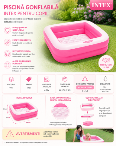 piscina-patrata-pentru-copii-intex-roz-86x86x25cm [5]