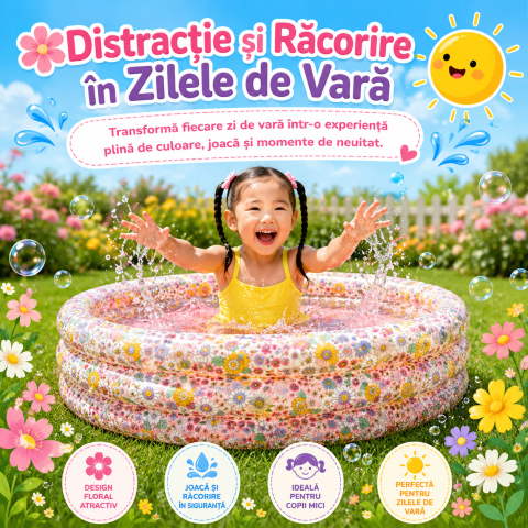 Piscine copii - piscina-rotunda-cu-model-floral-pentru-copii-intex-86x25cm