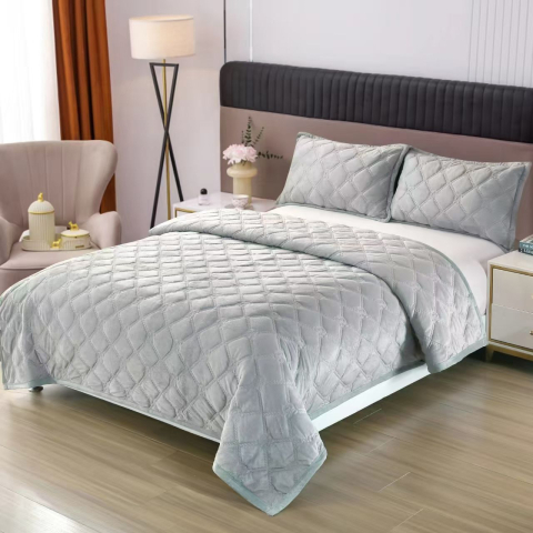 Cuverturi de pat - set-cuvertura-pat-3-piese-230x250-matlasata-gri-deschis-luna-home