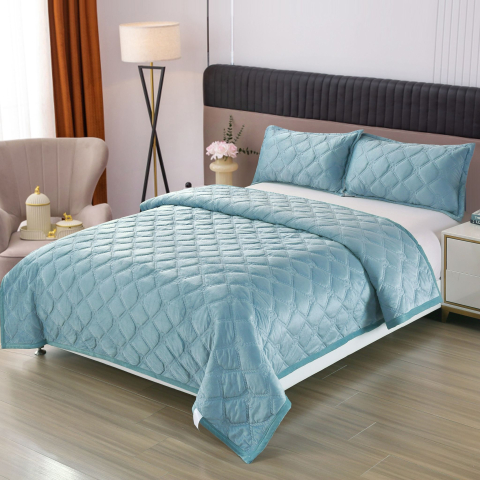 Cuverturi de pat - set-cuvertura-pat-3-piese-230x250-matlasata-turcoaz-luna-home