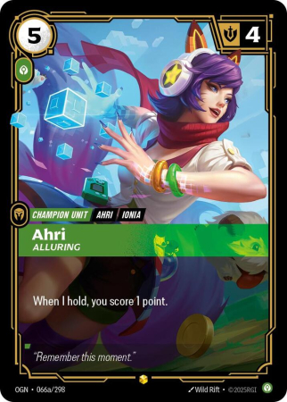 Cartonase - Ahri, Alluring (V.2 - Showcase) OGN066 - NM | Riftbound Origins