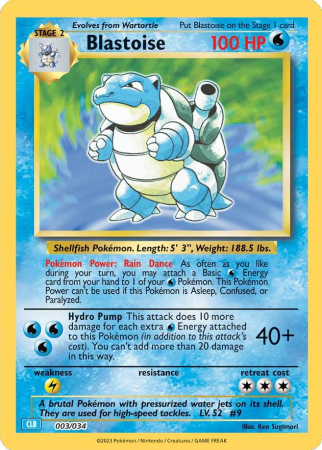 RAW Cards - Blastoise (CLB003) - NM | Pokemon Blastoise & Suicune ex Deck