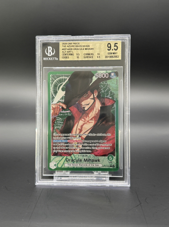 BGS Cards - Dracule Mihawk (OP14-020) (V.2) - Graded BGS 9.5 [GEM MINT] | One Piece: The Azure Sea's Seven