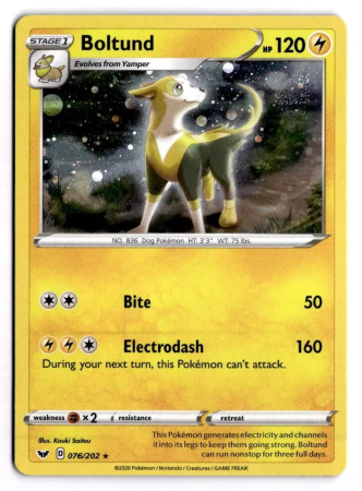 RAW Cards - Boltund (SSH076) [Cosmo Holo] - NM | Pokemon Swords & Shields Base Set