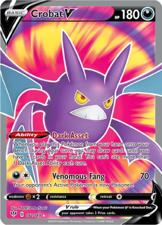 Pokemon SWSH: Darkness Ablaze - Crobat V (DAA182) - NM | Pokemon Darkness Ablaze
