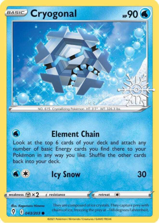 RAW Cards - Cryogonal (EVS043) STAMPED - NM | Pokemon Evolving Skies