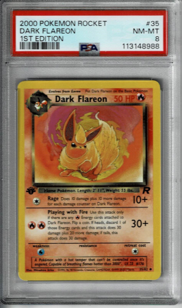 GRADED Cards - Dark Flareon 1st Edition - 2000 Team Rocket | Graded Slab PSA 8