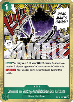 RAW Cards - Demon Aura Nine Sword Style Asura Blades Drawn Dead Man's Game (OP12-037) (V.1) - NM | One Piece Legacy of the Master