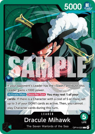 RAW Cards - Dracule Mihawk (OP14-020) (V.1) - NM | One Piece The Azure Sea's Seven