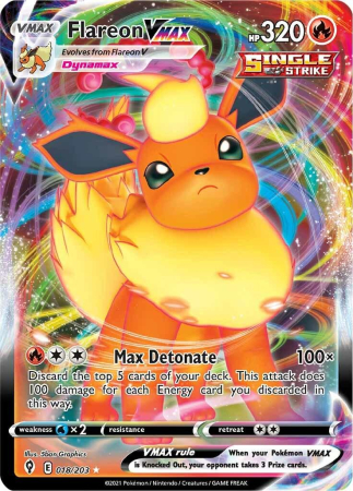 RAW Cards - Flareon Vmax (EVS018) - NM | Pokemon Evolving Skies