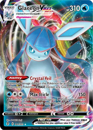 RAW Cards - Glaceon Vmax (EVS041) - NM | Pokemon Evolving Skies