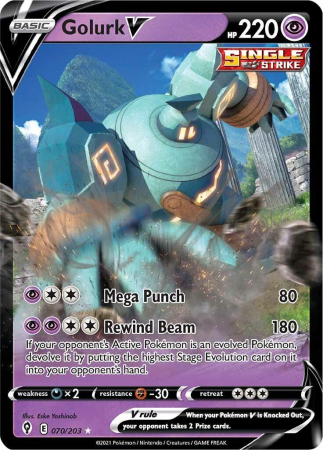 RAW Cards - Golurk V (EVS070) - NM | Pokemon Evolving Skies