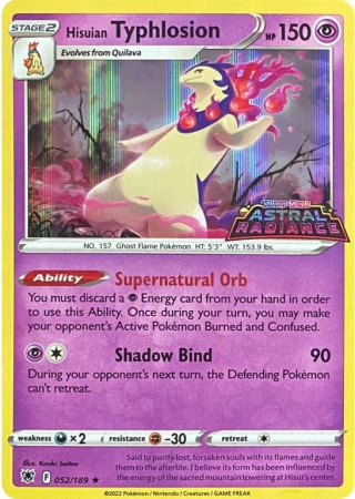 Pokemon SWSH: Astral Radiance - Hisuian Typhlosion (ASR052) sealed GAMESTOP STAMPED - NM | Pokemon Astral Radiance