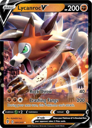 RAW Cards - Lycanroc V (EVS091) - NM | Pokemon Evolving Skies