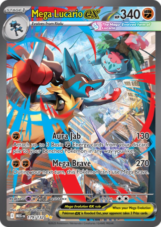 RAW Cards - Mega Lucario ex (MEG179) - NM | Pokemon Mega Evolution