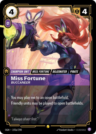 Cartonase - Miss Fortune, Buccaneer (V.2 - Showcase) OGN193 - NM | Riftbound Origins