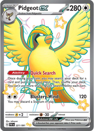 RAW Cards - Pidgeot ex (PAF221) - NM | Pokemon Paldean Fates