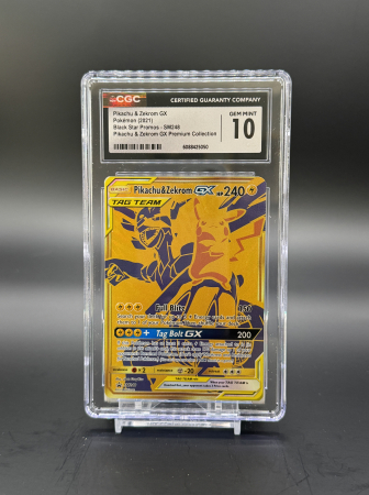 GRADED Cards - Pikachu & Zekrom GX (SM 248) - Graded CGC 10 [GEM MINT] | Pokemon Crown Zenith