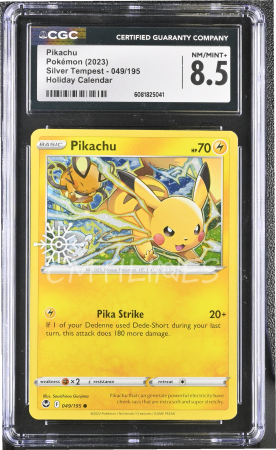 CGC Cards - Pikachu (SIT 049) Holiday Calendar 2023 Promo | Graded CGC 8.5 [NM/MT+] - Pokemon Silver Tempest