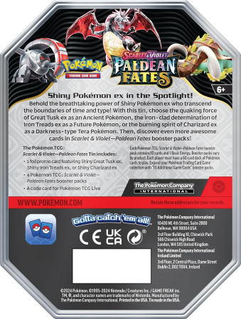Pokémon TCG: Paldean Fates Tin [Great Tusk ex] EU edition [1]