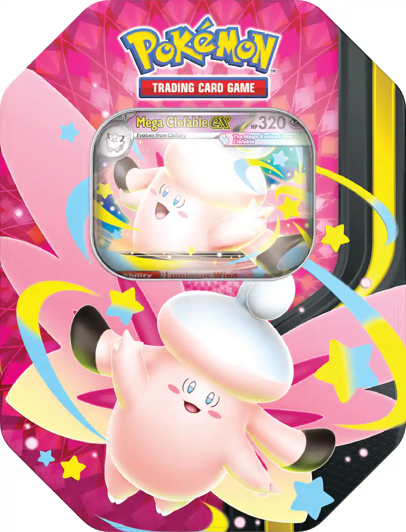 Serii si Seturi - Precomanda Pokemon TCG: Mega Moonlit Tin [Mega Clefable ex]