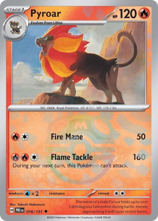RAW Cards - Pyroar (PRE016) [Masterball] - NM | Pokemon Prismatic Evolutions