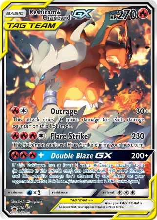 RAW Cards - Reshiram & Charizard GX (SM 201) - GD | Pokemon SM Black Star Promos