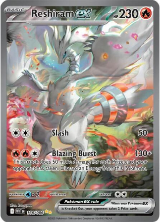 RAW Cards - Reshiram ex (WHT166) - NM | Pokemon White Flare