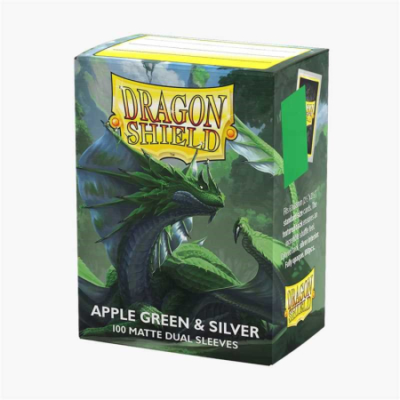 TCG Accessories - DRAGON SHIELD Dual Matte Sleeves - Apple Green & Silver (100 Sleeves)