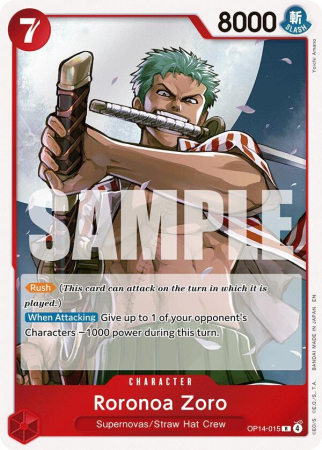 RAW Cards - Roronoa Zoro (OP14-015) (V.1) - NM | One Piece The Azure Sea's Seven