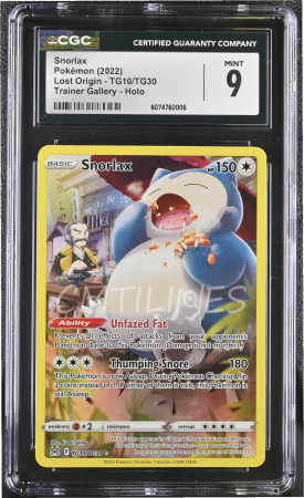 GRADED Cards - Snorlax (LOR TG10) | Graded CGC  9 [MINT] - Pokemon Lost Origin Trainer Gallery