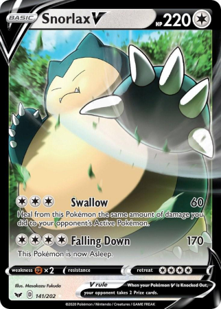 RAW Cards - Snorlax V (SSH141) - NM | Pokemon Sword & Shield Base Set