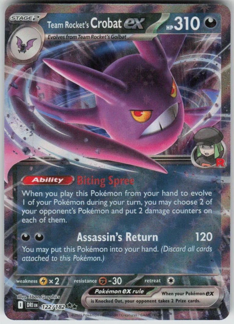RAW Cards - Team Rocket's Crobat ex (DRI122) - NM | Pokemon Destined Rivals